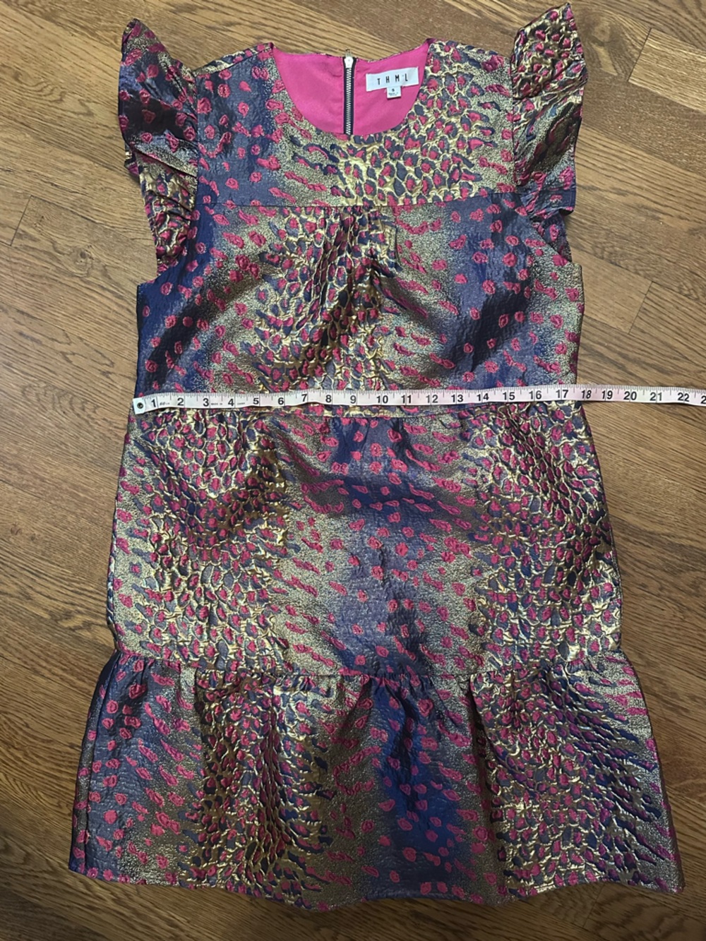 THML Metallic Wildcat Mini Flutter Sleeve Dress - Picture 11 of 12